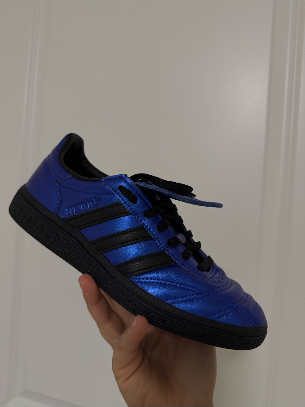 adidas Spezial Metallic Blue Sneaker with Black Stripes